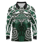 Personalised Maori Ngati Maniapoto Long Sleeve Polo Shirt Silver Fern Kowhaiwhai Art