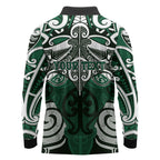 Personalised Maori Ngati Maniapoto Long Sleeve Polo Shirt Silver Fern Kowhaiwhai Art
