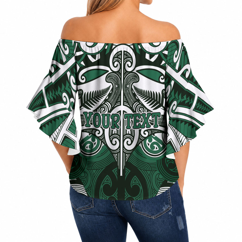 Personalised Maori Ngati Maniapoto Off Shoulder Wrap Waist Top Silver Fern Kowhaiwhai Art