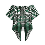 Personalised Maori Ngati Maniapoto Off Shoulder Wrap Waist Top Silver Fern Kowhaiwhai Art
