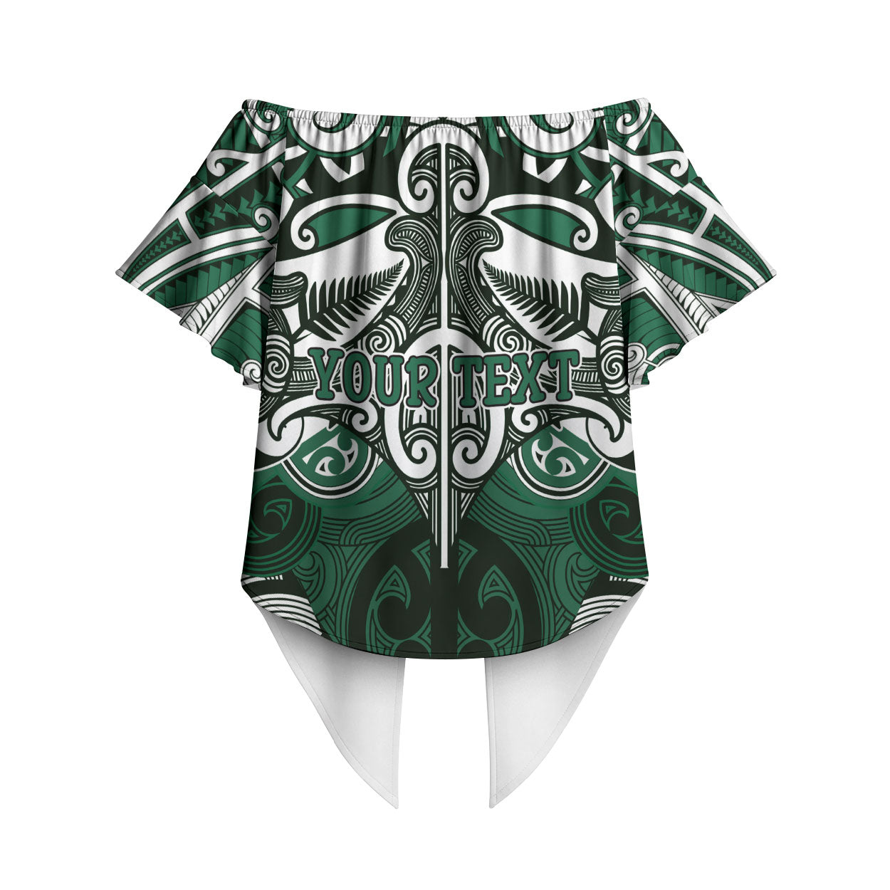 Personalised Maori Ngati Maniapoto Off Shoulder Wrap Waist Top Silver Fern Kowhaiwhai Art