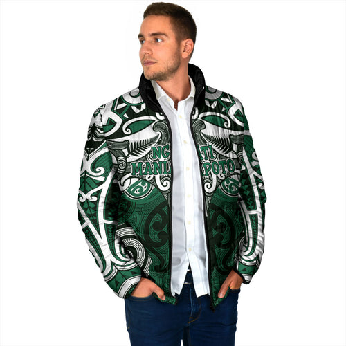 Personalised Maori Ngati Maniapoto Padded Jacket Silver Fern Kowhaiwhai Art