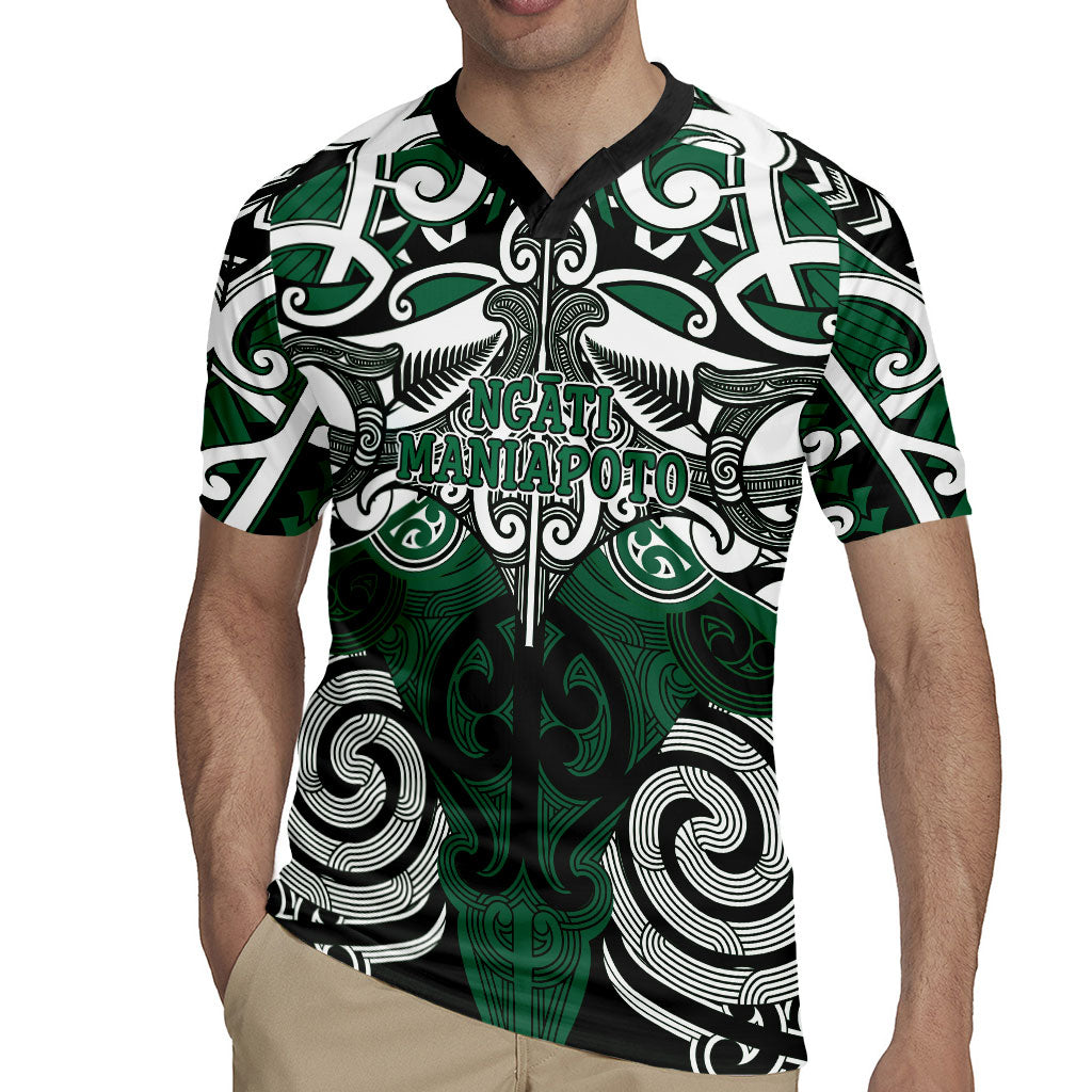 Personalised Maori Ngati Maniapoto Rugby Jersey Silver Fern Kowhaiwhai Art