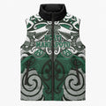 Personalised Maori Ngati Maniapoto Sleeveless Puffer Jacket Silver Fern Kowhaiwhai Art
