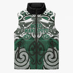 Personalised Maori Ngati Maniapoto Sleeveless Puffer Jacket Silver Fern Kowhaiwhai Art
