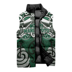 Personalised Maori Ngati Maniapoto Sleeveless Puffer Jacket Silver Fern Kowhaiwhai Art