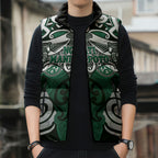 Personalised Maori Ngati Maniapoto Sleeveless Puffer Jacket Silver Fern Kowhaiwhai Art