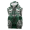 Personalised Maori Ngati Maniapoto Sleeveless Zip Hoodie Silver Fern Kowhaiwhai Art