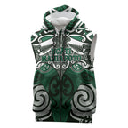 Personalised Maori Ngati Maniapoto Sleeveless Zip Hoodie Silver Fern Kowhaiwhai Art