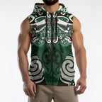 Personalised Maori Ngati Maniapoto Sleeveless Zip Hoodie Silver Fern Kowhaiwhai Art