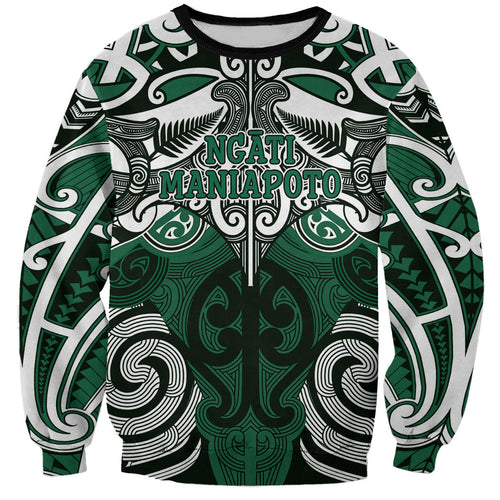 Personalised Maori Ngati Maniapoto Sweatshirt Silver Fern Kowhaiwhai Art