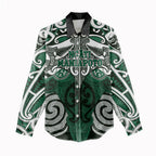 Personalised Maori Ngati Maniapoto Women Casual Shirt Silver Fern Kowhaiwhai Art