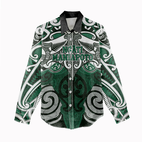 Personalised Maori Ngati Maniapoto Women Casual Shirt Silver Fern Kowhaiwhai Art