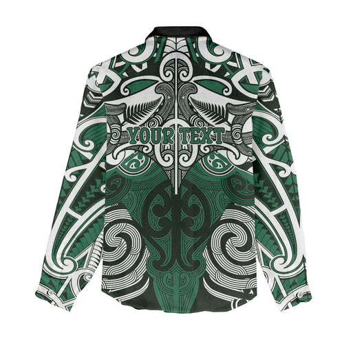 Personalised Maori Ngati Maniapoto Women Casual Shirt Silver Fern Kowhaiwhai Art