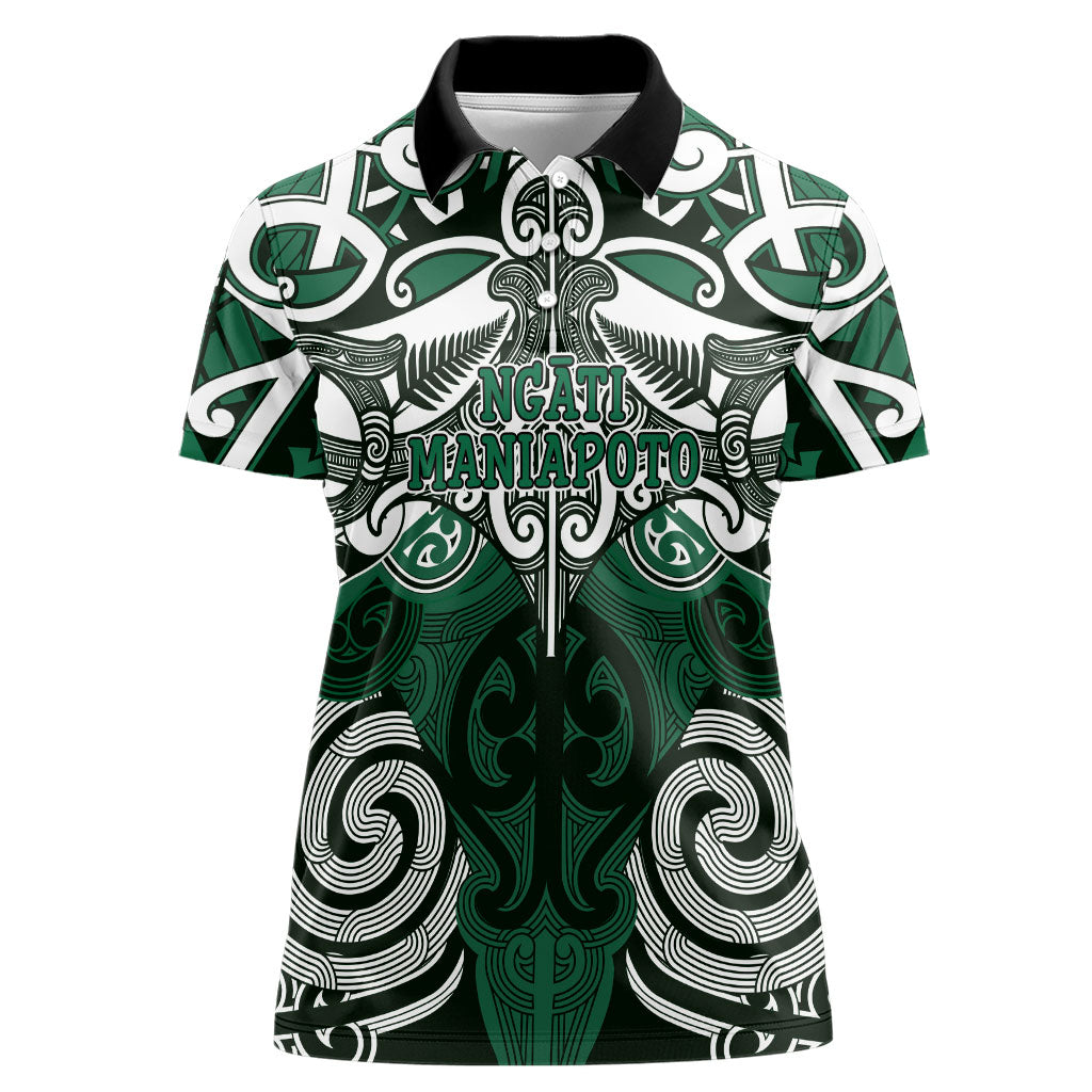 Personalised Maori Ngati Maniapoto Women Polo Shirt Silver Fern Kowhaiwhai Art