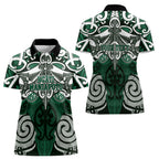 Personalised Maori Ngati Maniapoto Women Polo Shirt Silver Fern Kowhaiwhai Art
