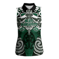 Personalised Maori Ngati Maniapoto Women Sleeveless Polo Shirt Silver Fern Kowhaiwhai Art