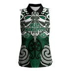 Personalised Maori Ngati Maniapoto Women Sleeveless Polo Shirt Silver Fern Kowhaiwhai Art