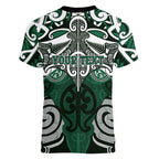 Personalised Maori Ngati Maniapoto Women V-Neck T-Shirt Silver Fern Kowhaiwhai Art