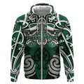 Personalised Maori Ngati Maniapoto Zip Hoodie Silver Fern Kowhaiwhai Art