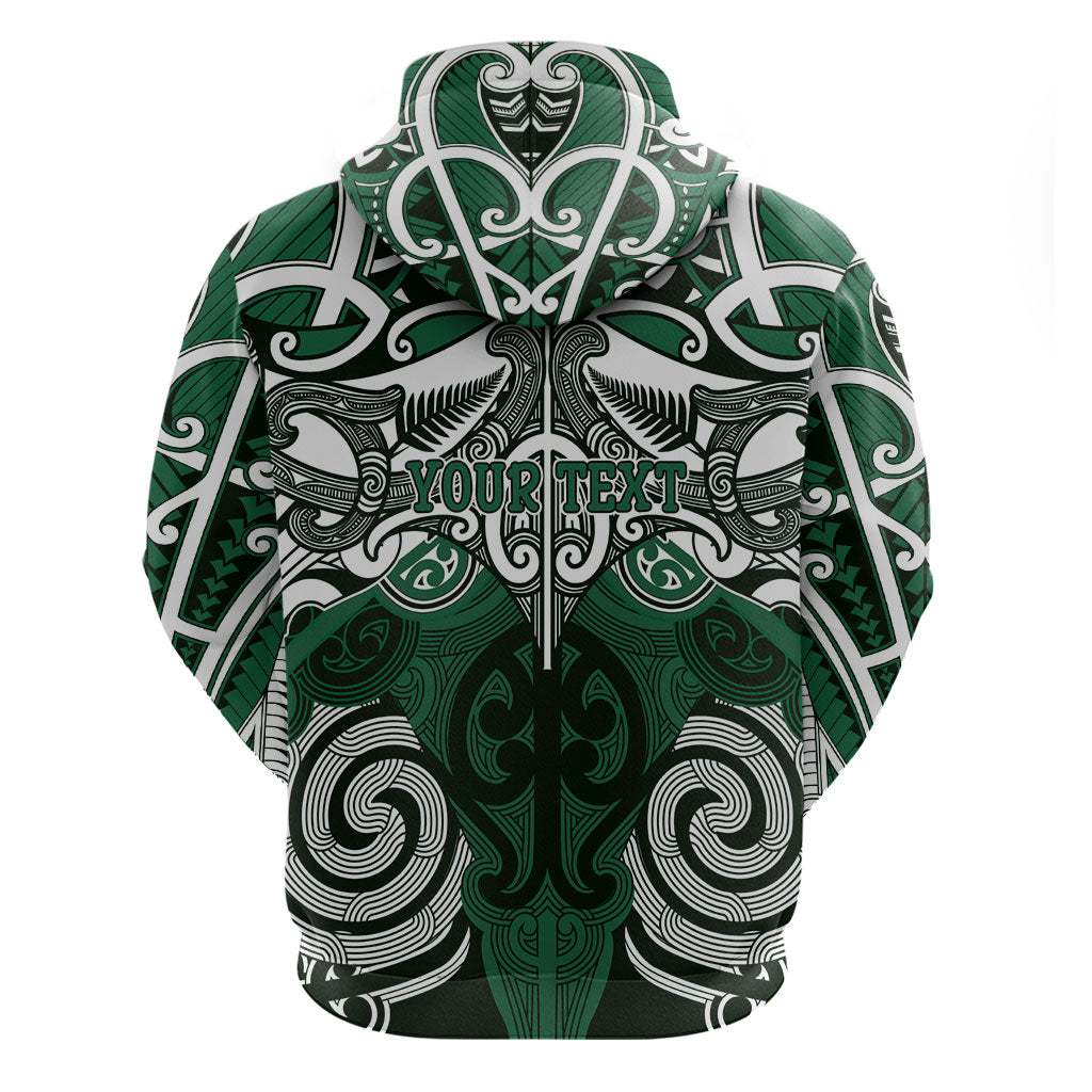 Personalised Maori Ngati Maniapoto Zip Hoodie Silver Fern Kowhaiwhai Art