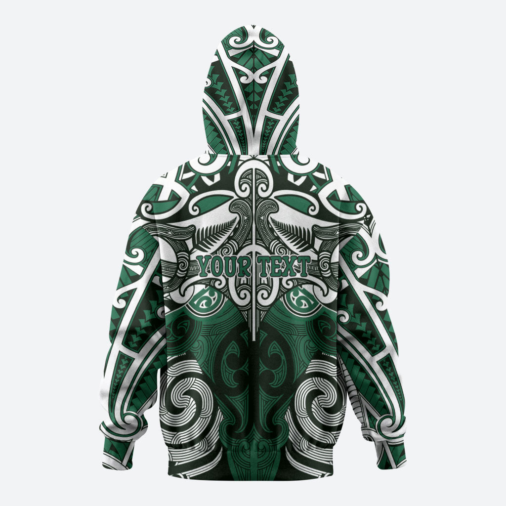 Personalised Maori Ngati Maniapoto Zip Hoodie Silver Fern Kowhaiwhai Art