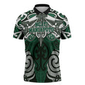 Personalised Maori Ngati Maniapoto Zipper Polo Shirt Silver Fern Kowhaiwhai Art