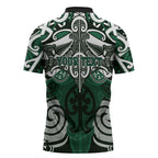 Personalised Maori Ngati Maniapoto Zipper Polo Shirt Silver Fern Kowhaiwhai Art