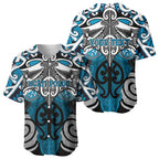 Personalised Maori Ngati Porou Baseball Jersey Silver Fern Kowhaiwhai Art