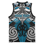 Personalised Maori Ngati Porou Basketball Jersey Silver Fern Kowhaiwhai Art