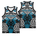 Personalised Maori Ngati Porou Basketball Jersey Silver Fern Kowhaiwhai Art