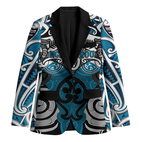 Personalised Maori Ngati Porou Blazer Silver Fern Kowhaiwhai Art