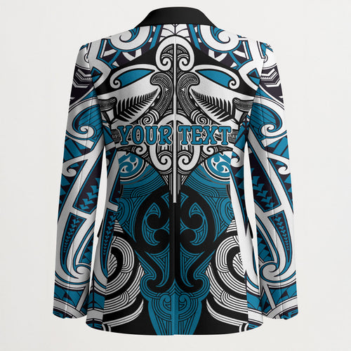 Personalised Maori Ngati Porou Blazer Silver Fern Kowhaiwhai Art