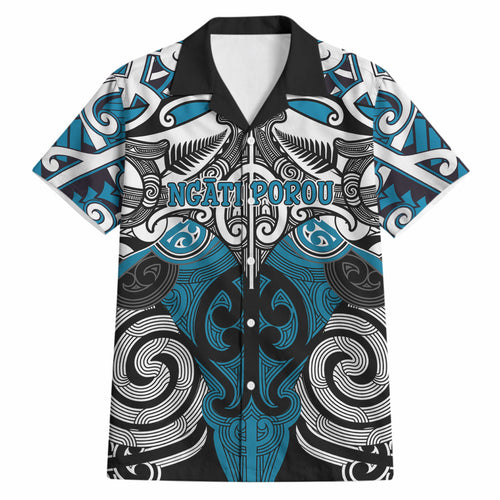Personalised Maori Ngati Porou Hawaiian Shirt Silver Fern Kowhaiwhai Art