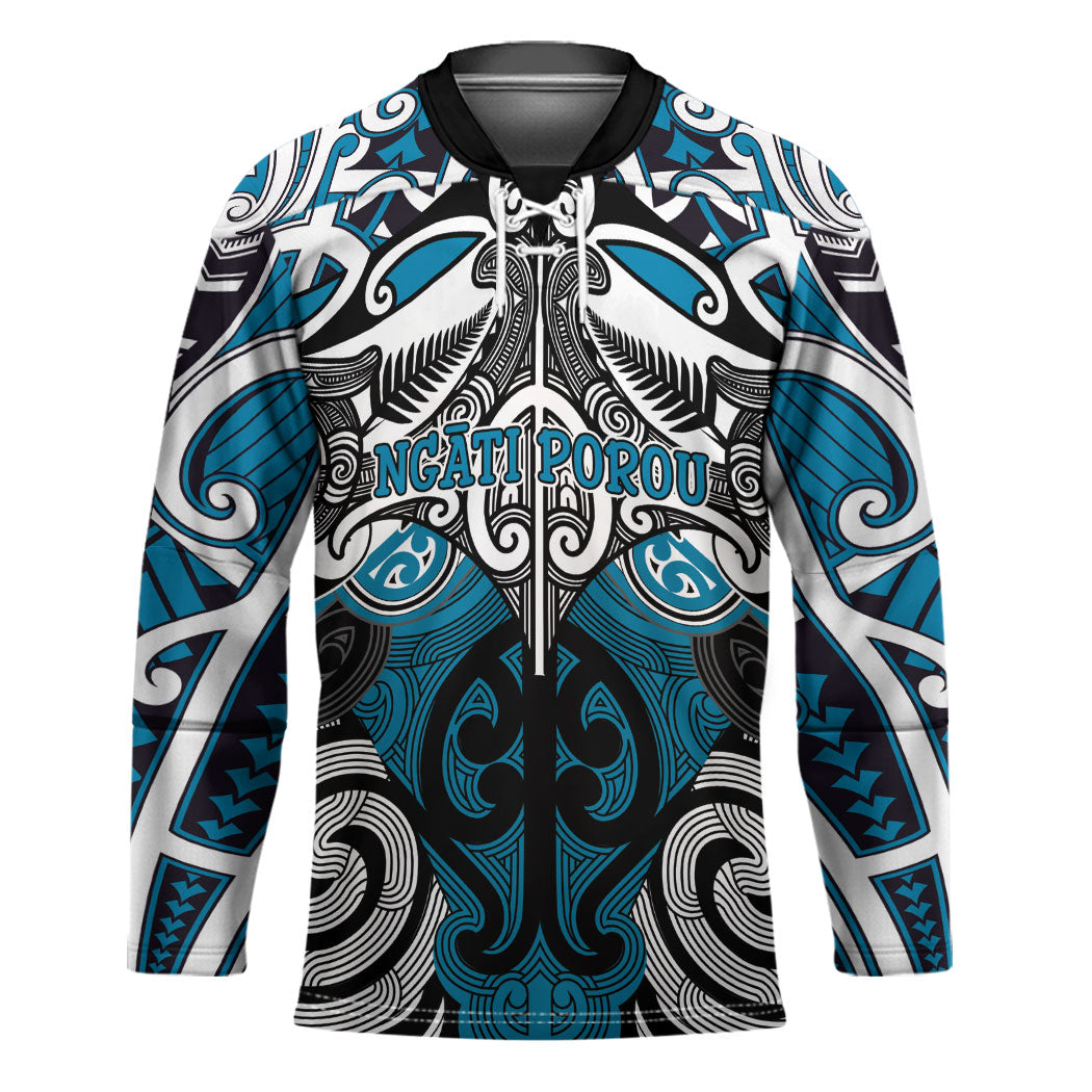 Personalised Maori Ngati Porou Hockey Jersey Silver Fern Kowhaiwhai Art