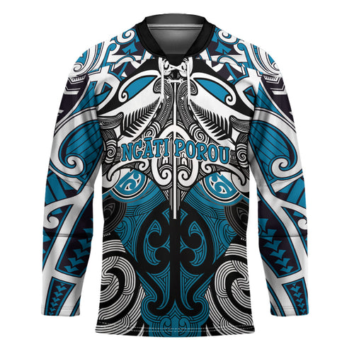 Personalised Maori Ngati Porou Hockey Jersey Silver Fern Kowhaiwhai Art