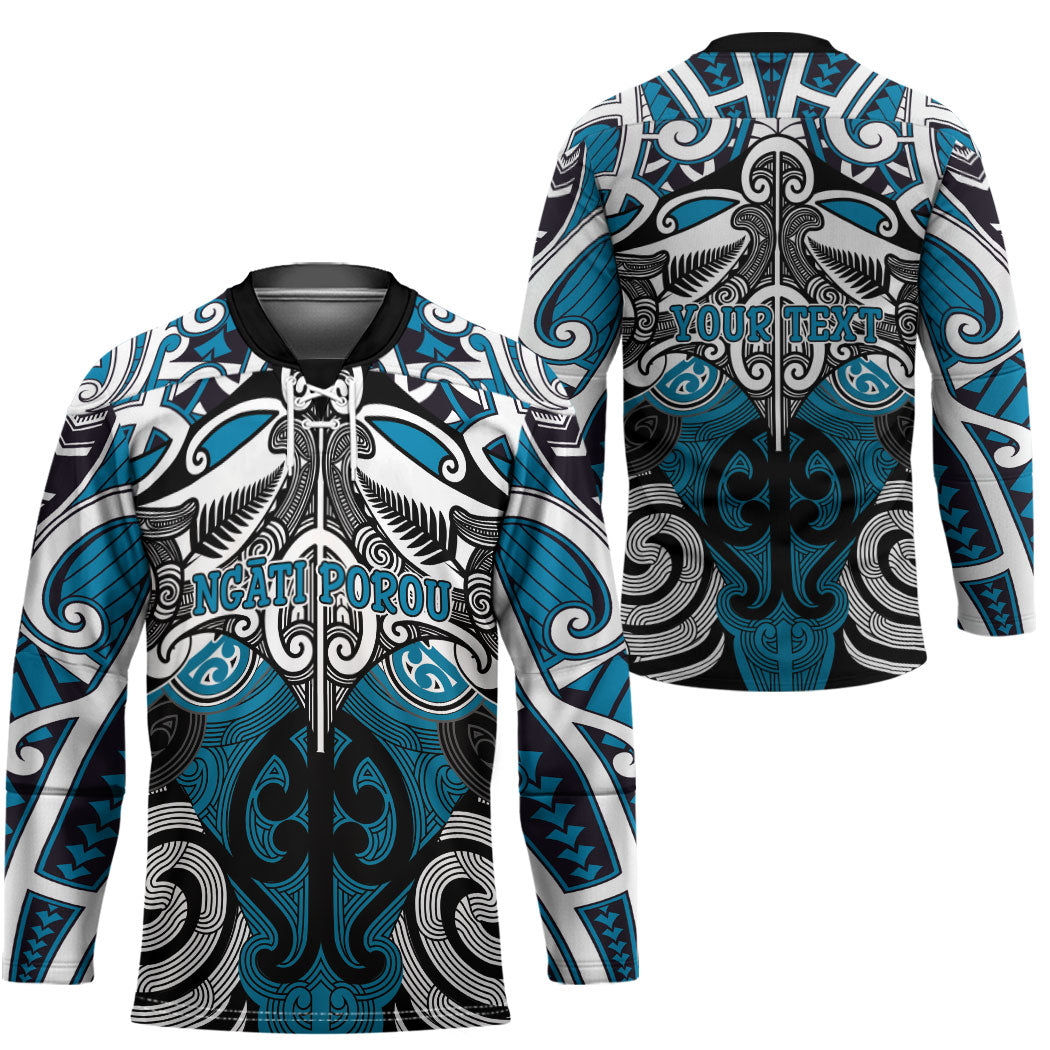Personalised Maori Ngati Porou Hockey Jersey Silver Fern Kowhaiwhai Art