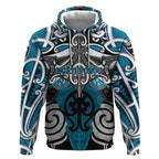Personalised Maori Ngati Porou Hoodie Silver Fern Kowhaiwhai Art