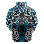 Personalised Maori Ngati Porou Hoodie Silver Fern Kowhaiwhai Art
