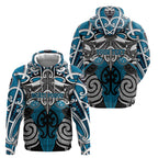 Personalised Maori Ngati Porou Hoodie Silver Fern Kowhaiwhai Art