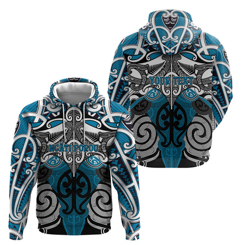 Personalised Maori Ngati Porou Hoodie Silver Fern Kowhaiwhai Art