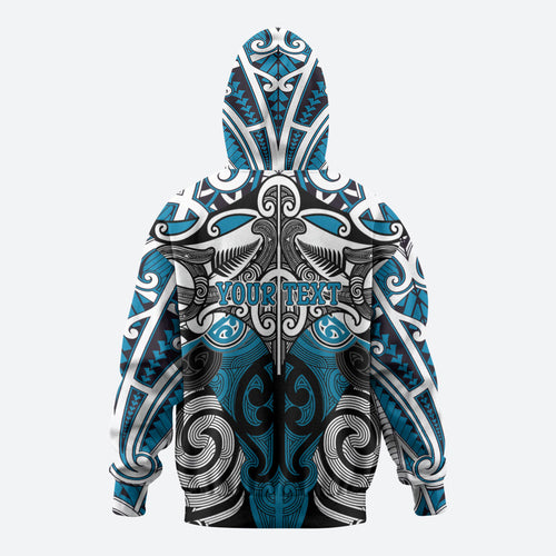 Personalised Maori Ngati Porou Hoodie Silver Fern Kowhaiwhai Art