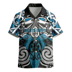 Personalised Maori Ngati Porou Kid Hawaiian Shirt Silver Fern Kowhaiwhai Art