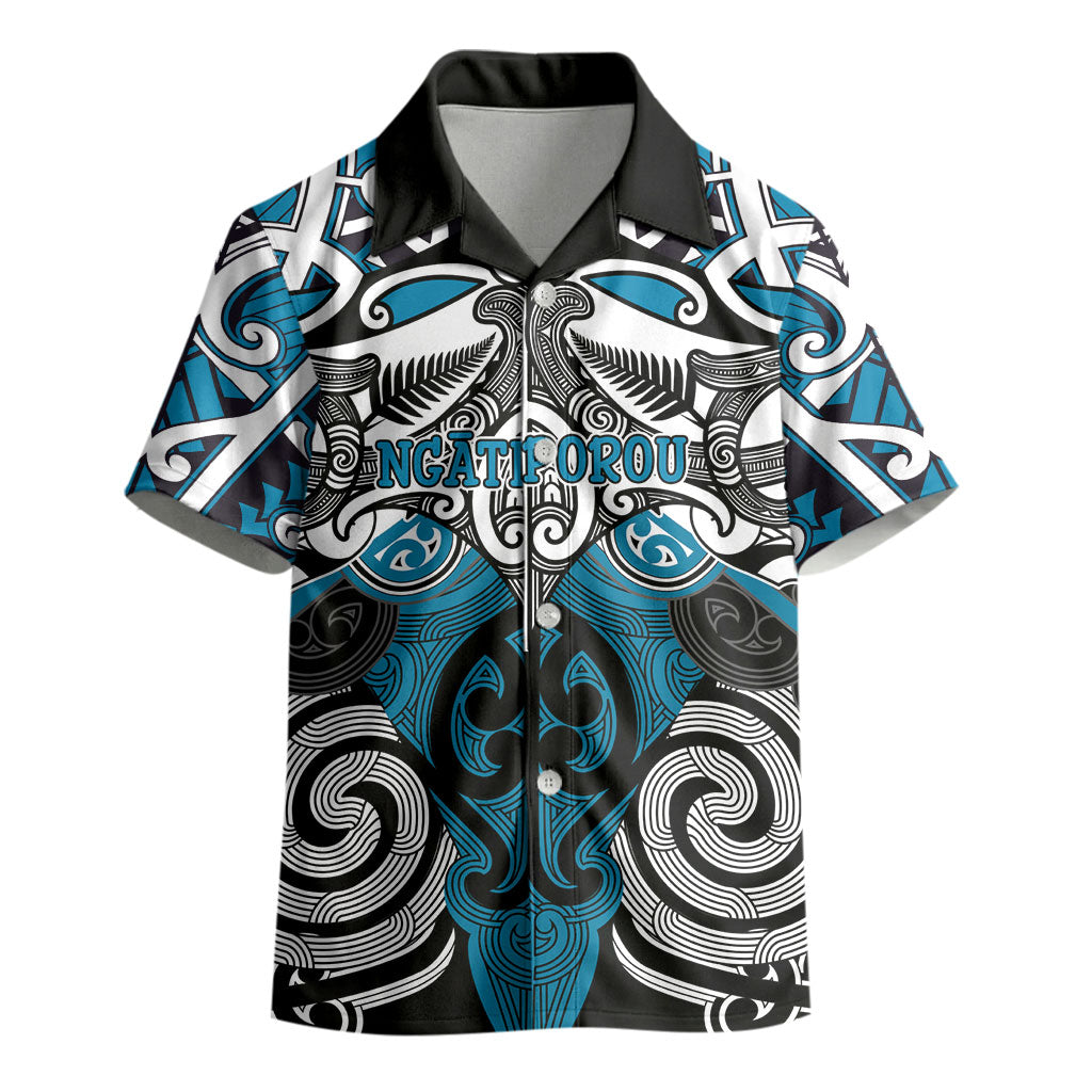 Personalised Maori Ngati Porou Kid Hawaiian Shirt Silver Fern Kowhaiwhai Art