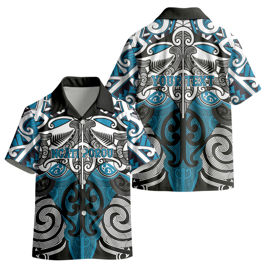 Personalised Maori Ngati Porou Kid Hawaiian Shirt Silver Fern Kowhaiwhai Art