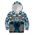 Personalised Maori Ngati Porou Kid Hoodie Silver Fern Kowhaiwhai Art