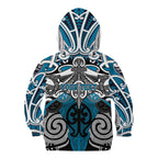 Personalised Maori Ngati Porou Kid Hoodie Silver Fern Kowhaiwhai Art
