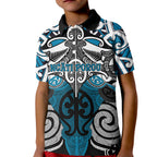 Personalised Maori Ngati Porou Kid Polo Shirt Silver Fern Kowhaiwhai Art