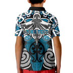 Personalised Maori Ngati Porou Kid Polo Shirt Silver Fern Kowhaiwhai Art