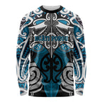 Personalised Maori Ngati Porou Long Sleeve Shirt Silver Fern Kowhaiwhai Art